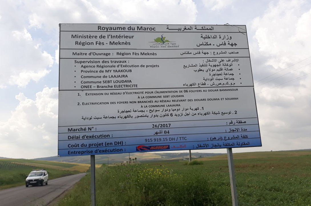 Mise œuvre projets électrification Province Moulay Yaacoub